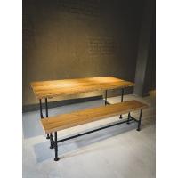 Boru Ayaklı Masif Ahşap Masa & Bank