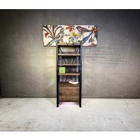 Library with Rustic Cabinet