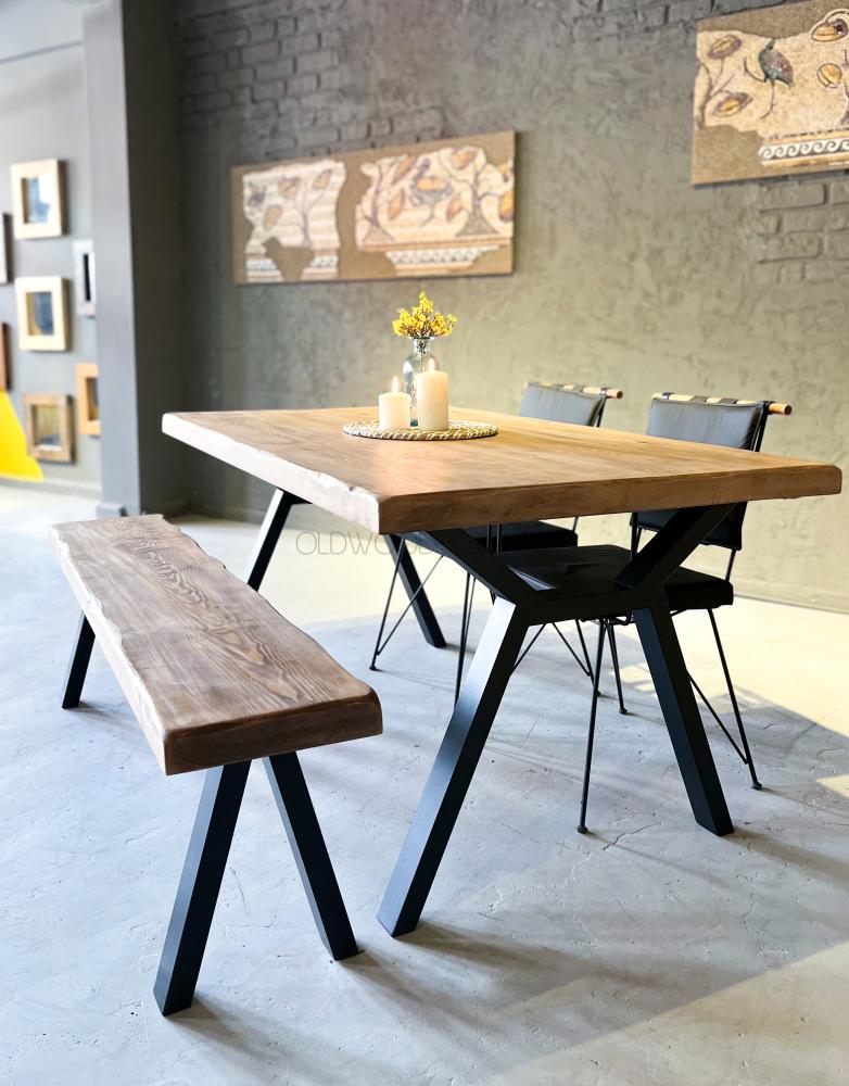 Evora Masif Ahşap Masa & Bank / 150x90
