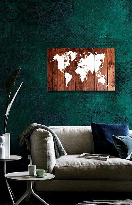 Rustic World Map Table